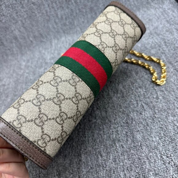 Gucci Ophidia Chain Brown Small Canvas Shoulder Bag 899-081425 - Picture 5 of 13
